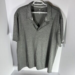 Adidas Golf Polo Shirt Men's XXL Gray Performance Lightweight Stretch EUC